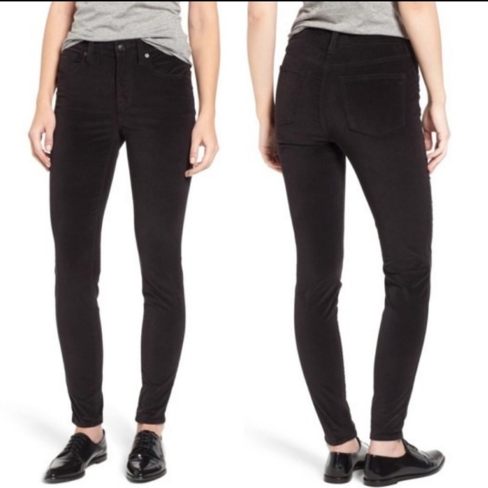 Madewell black velvet skinny jean pants high rise